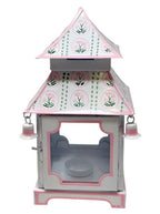 Lanterne pagode blanche et rose avec motif tulipe (3 tailles)