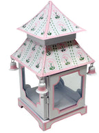 Lanterne pagode blanche et rose avec motif tulipe (3 tailles)