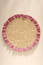 Set de table à volants en raphia tissé à la main – Décoration de table bohème chic – Accent de table d'été