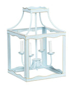 Lanterne moyenne bleu doux avec des accents dorés