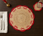 Dessous de verre à franges en raphia tissé à la main par Payton James – Dessous de verre bohème, décoration de table rustique, palmier raphia naturel
