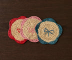 Dessous de verre à franges en raphia tissé à la main par Payton James – Dessous de verre bohème, décoration de table rustique, palmier raphia naturel