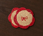 Dessous de verre à franges en raphia tissé à la main par Payton James – Dessous de verre bohème, décoration de table rustique, palmier raphia naturel