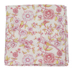 Nappe en lin Alma Hortus blanche à motifs mauves et verts