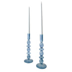 Bougeoir en verre bleu azur (lot de 2)
