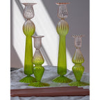 Bougeoir en verre Bergamot Met Rose vert et rose (lot de 4)