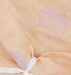Serviettes en lin crème au beurre Blush, broderie et bordure rose poudré (lot de 4)