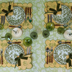 Nappe en lin Eden Flora Parlour en vert et blanc