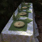 Nappe en lin Ivory Flora Parlour en vert et blanc