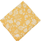 Nappe en lin Marigold Flora Parlour en blanc et moutarde
