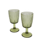 Verre à vin en feuille d'olivier vert avec gaufrage botanique (lot de 4)
