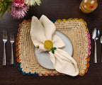 Rond de serviette citron – 3,5 pouces de palmier Iraca tissé à la main – Décoration de table estivale artisanale de Colombie