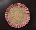 Set de table à volants en raphia tissé à la main – Décoration de table bohème chic – Accent de table d'été
