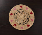 Set de table en raphia tissé à la main avec cœurs rouges et roses – Décoration de table artisanale