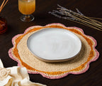 Set de table rond en raphia rose – 35,6 cm – Décoration de table pour fête de jardin et été