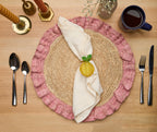 Set de table à volants en raphia tissé à la main – Décoration de table bohème chic – Accent de table d'été