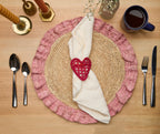 Set de table à volants en raphia tissé à la main – Décoration de table bohème chic – Accent de table d'été
