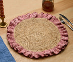 Set de table à volants en raphia tissé à la main – Décoration de table bohème chic – Accent de table d'été