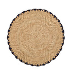 Set de table tissé à la main en raphia tressé bleu Aura - Décoration de table rustique