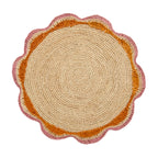 Set de table rond en raphia rose – 35,6 cm – Décoration de table pour fête de jardin et été
