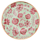 Assiette plate en forme de feuille, couleur pistache et litchi, avec bord doré peint à la main (lot de 4)
