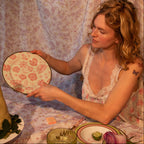Assiette plate en forme de feuille, couleur pistache et litchi, avec bord doré peint à la main (lot de 4)