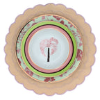 Assiette plate en forme de feuille, couleur pistache et litchi, avec bord doré peint à la main (lot de 4)