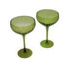 Verres à coupe côtelés verts texturés (lot de 4)