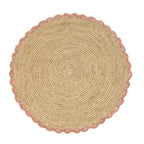 Set de table Aura Pink, plateau en raphia tissé