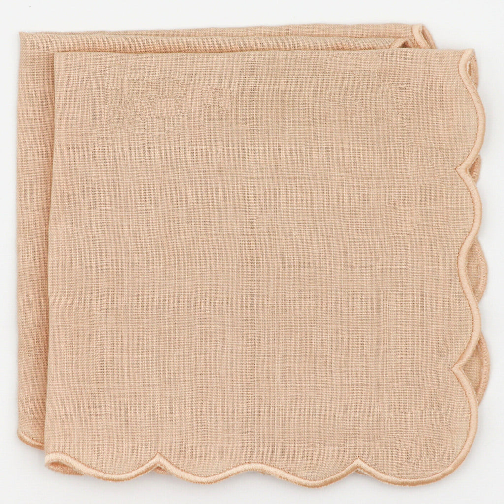 Serviettes en lin à motif tourbillon vanille crème (lot de 4)