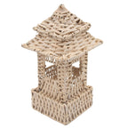 Petite pagode en rotin tressé à la main, blanche (lot de 2)