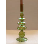 Bougeoir en saule vert avec base nervurée (lot de 2)