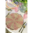 Set de table Pinwheel rose, plateau en raphia