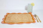 Sets de table Garden Party avec bords roses et orange, set de table rectangulaire tissé à la main