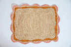 Sets de table Garden Party avec bords roses et orange, set de table rectangulaire tissé à la main