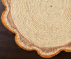 Set de table rond en raphia tressé – Set de table fait main au crochet pour décoration de fête de jardin, accessoire de table rustique en fibre naturelle